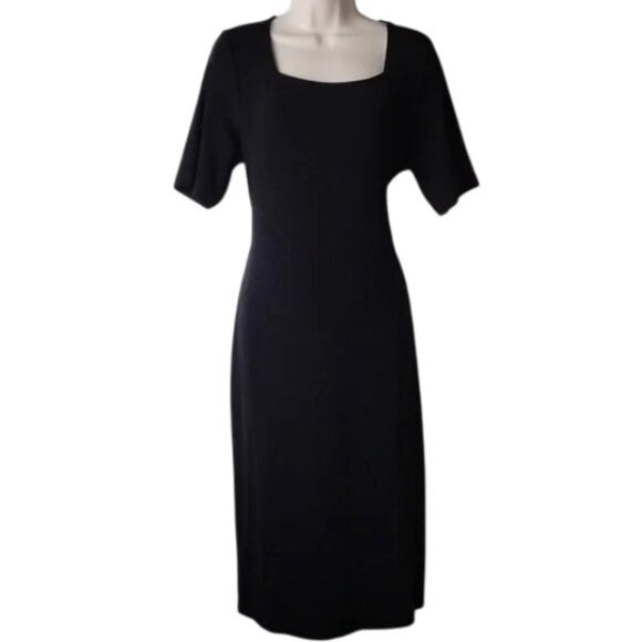 NWT Chico's Travelers Square Neck Dress 2 12 14 Slinky Black Short Sleeve - Picture 3 of 11